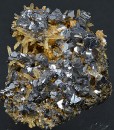 Iron oxide Calcite, Quartz, Twinned Galena