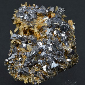 Iron oxide Calcite, Quartz, Twinned Galena