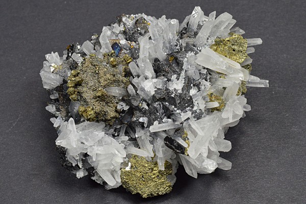 Iridescent Chalcopyrite, Sphalerite, Bi-terminated Quartz, Calcite