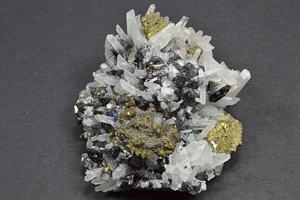 Iridescent Chalcopyrite, Sphalerite, Bi-terminated Quartz, Calcite