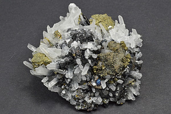 Iridescent Chalcopyrite, Sphalerite, Bi-terminated Quartz, Calcite