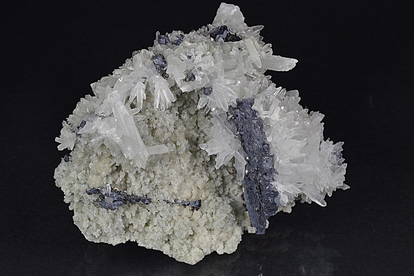 Thin Galena plate, Quartz, Calcite, Sphalerite