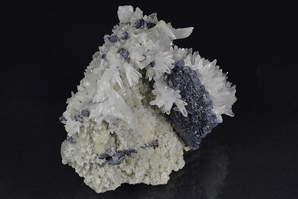 Thin Galena plate, Quartz, Calcite, Sphalerite