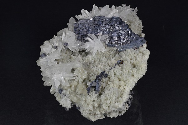 Thin Galena plate, Quartz, Calcite, Sphalerite