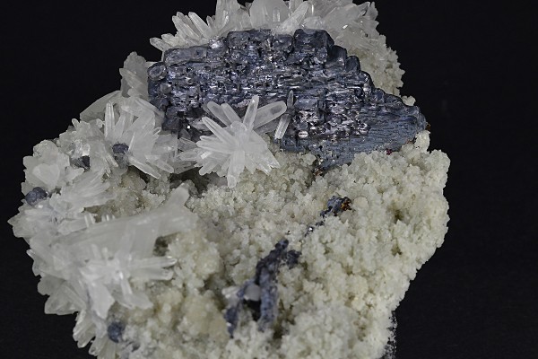 Thin Galena plate, Quartz, Calcite, Sphalerite