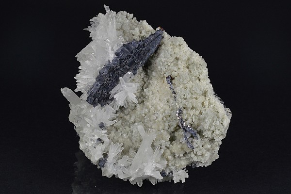 Thin Galena plate, Quartz, Calcite, Sphalerite