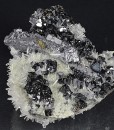 Sphalerite, thin Galena plate , iridescent Chalcopyrite, Quartz, Pyrite