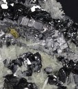 Sphalerite, thin Galena plate , iridescent Chalcopyrite, Quartz, Pyrite