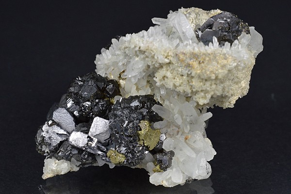 gem Sphalerite var.Cleiophane, Galena, Quartz, Chalcopyrite, Calcite