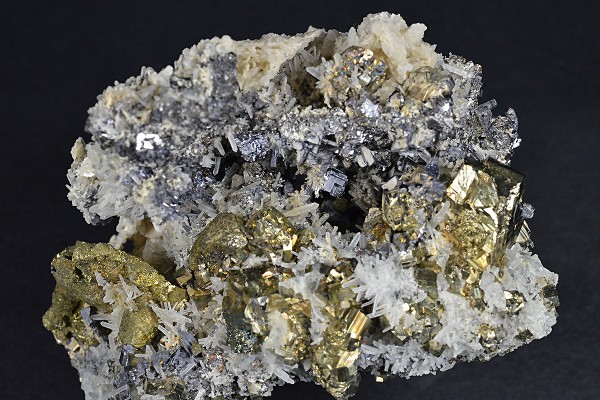 Chalcopyrite, Pyrite, Galena, Calcite, Quartz