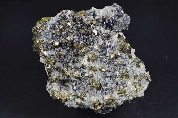 Chalcopyrite, Pyrite, Galena, Calcite, Quartz