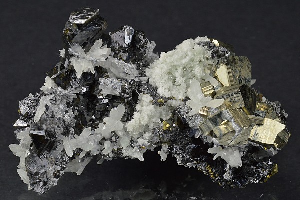 Gem Sphalerite var.Cleiophane, Pyrite, Japan Law Twin Quartz, Galena thin plates, Chalcopyrite