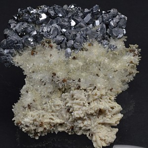 Truncated Galena, iridescent Chalcopyrite, Quartz, Calcite