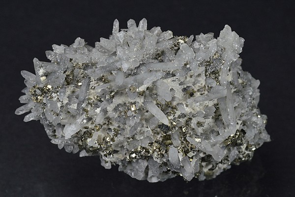 Japan Law Twin Quartz with Pyrite inclusions, Calcite