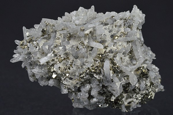 Japan Law Twin Quartz with Pyrite inclusions, Calcite