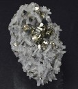 Japan Law Twin Quartz with Pyrite inclusions, Calcite