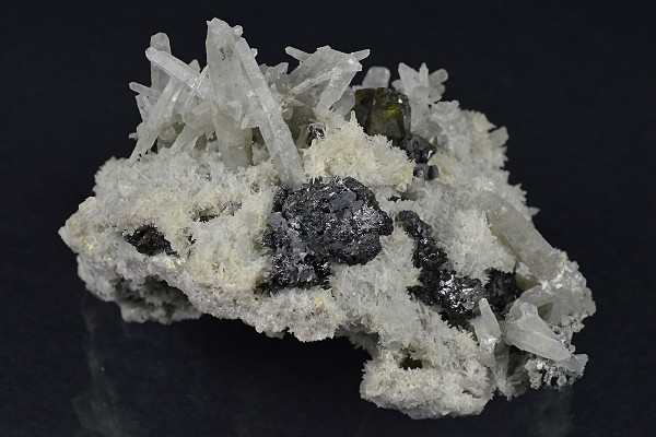 Bi-terminated Quartz, Calcite, gem Sphalerite var.Cleiophane, Galena