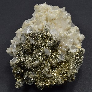 Sandy Pyrite set on Quartz, Calcite