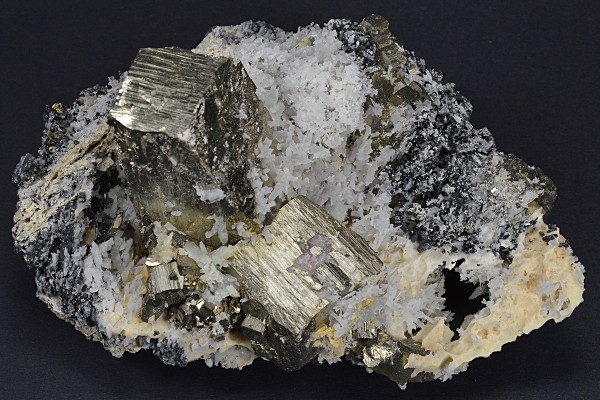Pyrite, Quartz, Calcite, Sphalerite