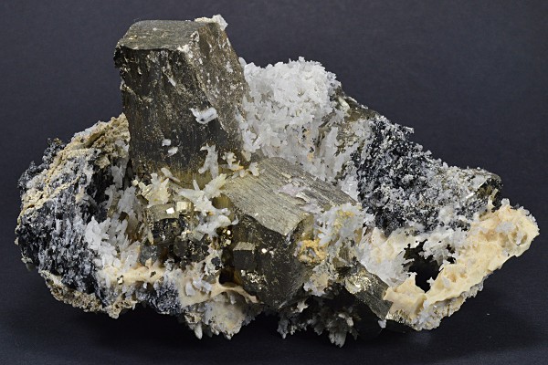 Pyrite, Quartz, Calcite, Sphalerite