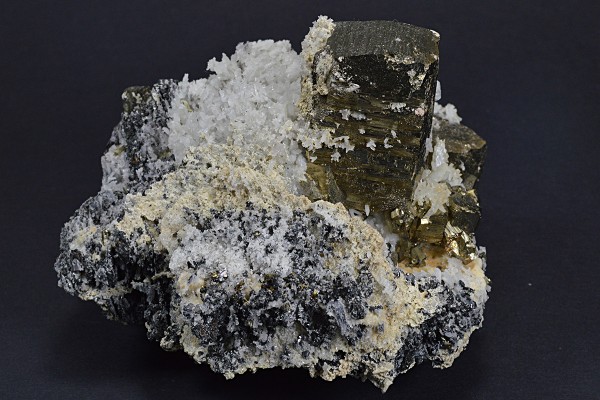Pyrite, Quartz, Calcite, Sphalerite