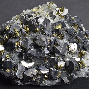 Truncated Galena, Chalcopyrite, Quartz, Calcite