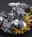 Iron Oxide, Spinel Law Twin Galena set on Quartz and Calcite
