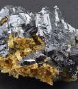 Iron Oxide, Spinel Law Twin Galena set on Quartz and Calcite