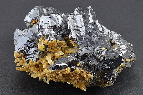 Iron Oxide, Spinel Law Twin Galena set on Quartz and Calcite