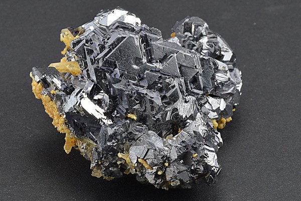 Iron Oxide, Spinel Law Twin Galena set on Quartz and Calcite