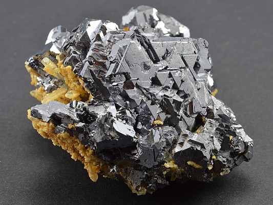 Iron Oxide, Spinel Law Twin Galena set on Quartz and Calcite