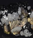 Iridescent Chalcopyrite, truncated Sphalerite, Calcite