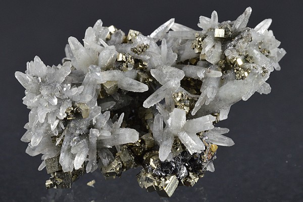 Japan Law Twin Quartz, Pyrite, Cleiophane, Calcite