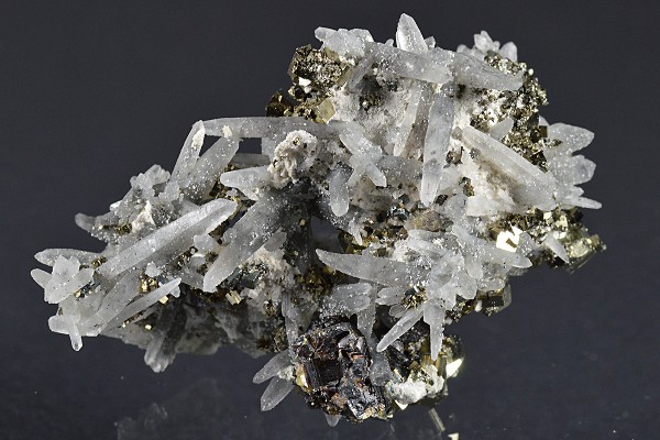 Japan Law Twin Quartz, Pyrite, Cleiophane, Calcite
