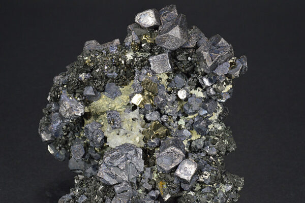 Truncated Galena, Iridescent Sphalerite, Pyrite, Calcite