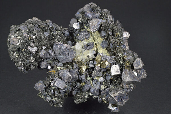 Truncated Galena, Iridescent Sphalerite, Pyrite, Calcite