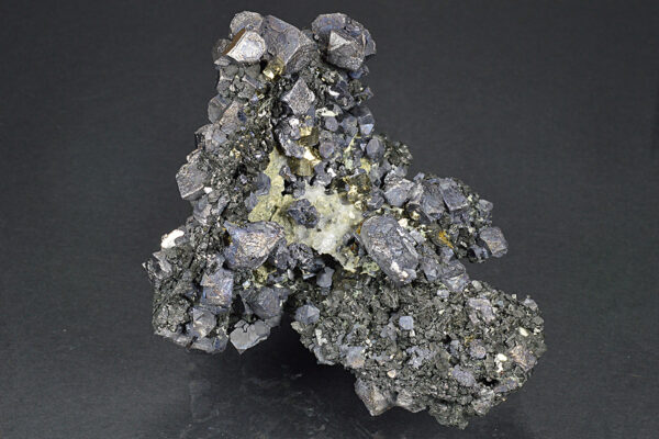 Truncated Galena, Iridescent Sphalerite, Pyrite, Calcite