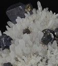 Quartz, gem Sphalerite var.Cleiophane, truncated Galena, Chalcopyrite, Pyrite, Calcite