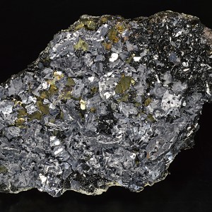 Melted habit Galena, Sphalerite tetrahedrons set on Chalcopyrite