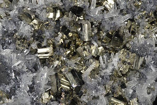 Pyrite, Galena on Japan Law Twin Quartz