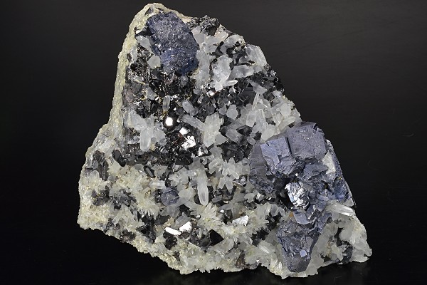 Twinned and truncated Galena, Sphalerite, Quartz