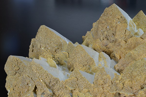 Hexagonal pyramidal Quartz tinged with Calcite