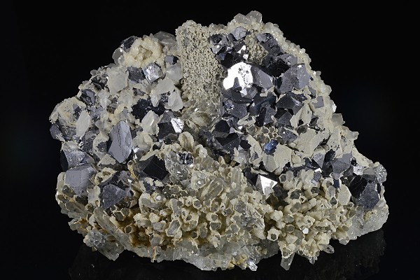 Rhombohedral Galena, Quartz, Calcite