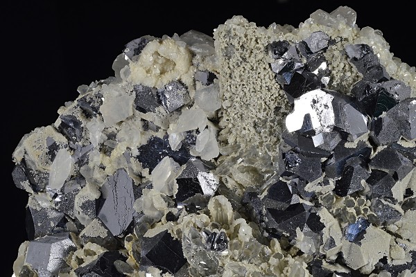 Rhombohedral Galena, Quartz, Calcite