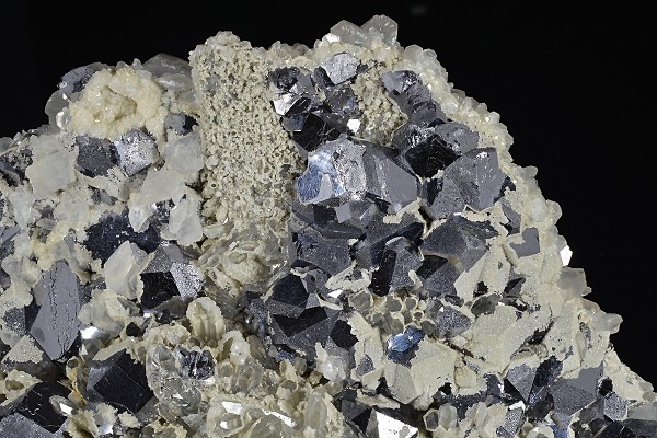 Rhombohedral Galena, Quartz, Calcite