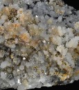 Sphalerite and Pyrite on Quartz with growth phantoms, Calcite