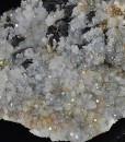 Sphalerite and Pyrite on Quartz with growth phantoms, Calcite