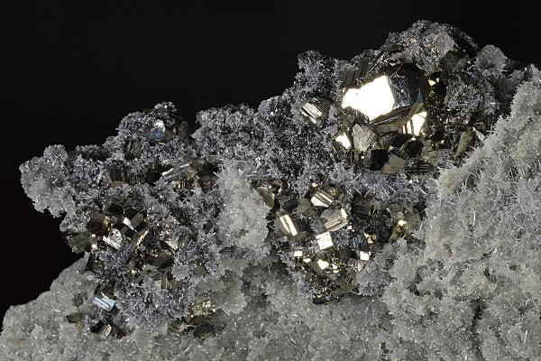 Pyrite on Quartz, Sphalerite