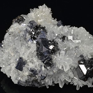 Truncated Galena and Sphalerite set on Quartz