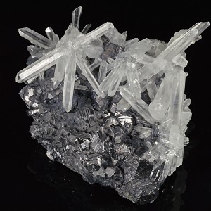 Quartz set on twinned Galena